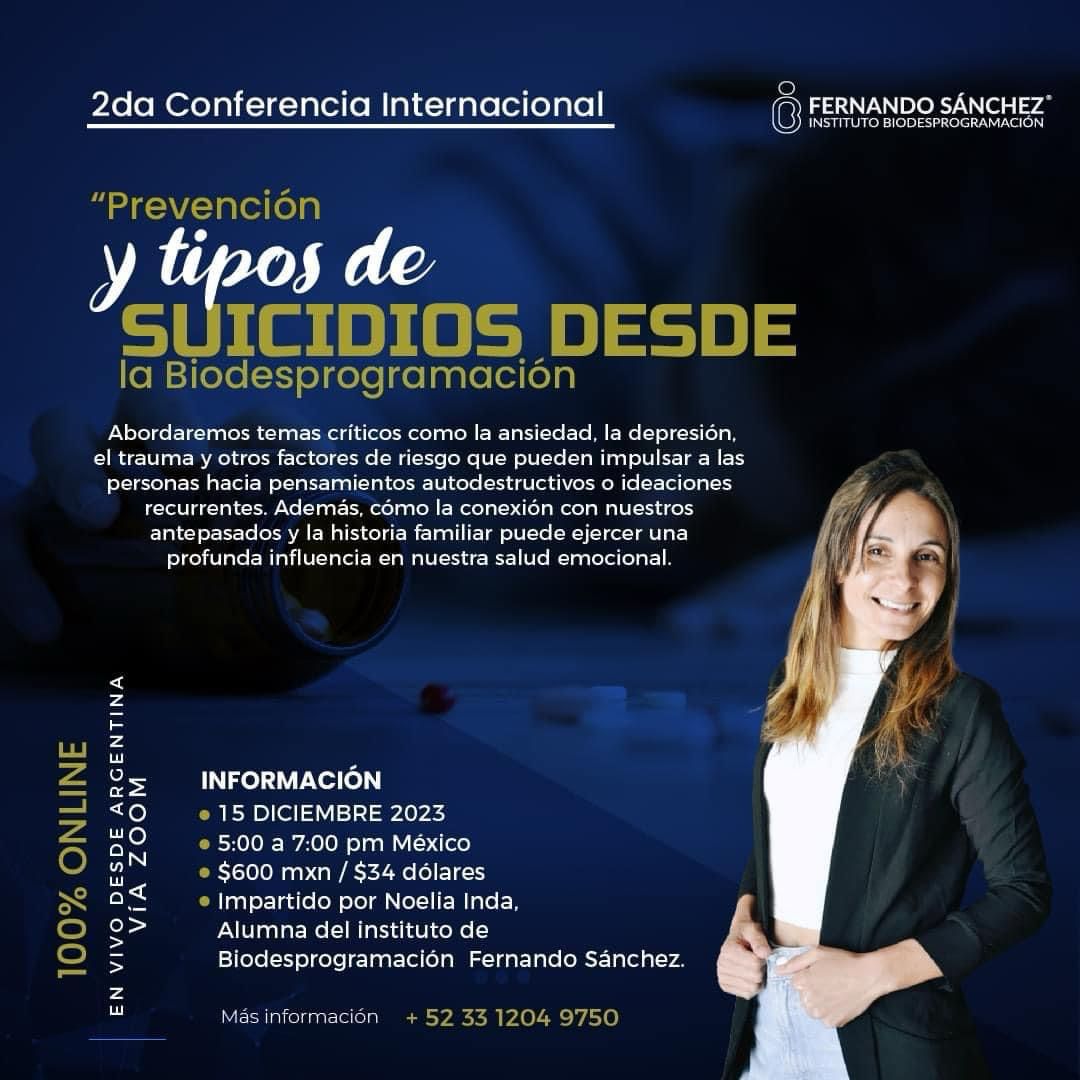 2da Conferencia Internacional “Prevención y tipos de suicidio desde la Biodesprogramación”